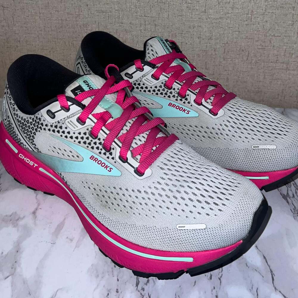Brooks Ghost 14 Women's Running Shoes Gray Pink Yucca